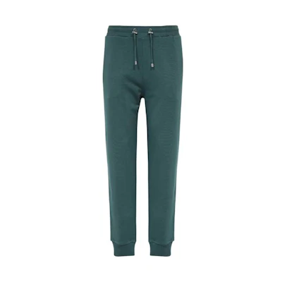 BALMAIN Solid Color Jogger Pants in Green. BH1OB270-BC43-UFH