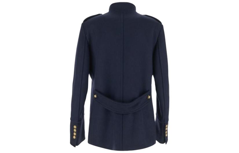 BALMAIN  Solid Double-Breasted High Collar Jacket Blue BH0UC030-WB72-6UB 圖 3