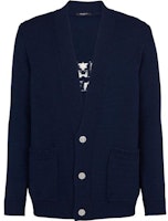 BALMAIN Solid V-Neck Single-Breasted Knit Cardigan Navy Blue. YH0KM000-KC88-SAT BALMAIN Solid V-Neck Single-Breasted Knit Cardigan Navy Blue. YH0KM000-KC88-SAT