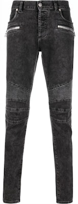 BALMAIN Jeans Hitam Slim Fit Ribbed dengan Poket VH1MG005107D0PA Buy BALMAIN Jeans Hitam Slim Fit Ribbed dengan Poket VH1MG005107D0PA
