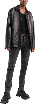 BALMAIN Jeans Hitam Slim Fit Ribbed dengan Poket VH1MG005107D0PA Lookbook BALMAIN Jeans Hitam Slim Fit Ribbed dengan Poket VH1MG005107D0PA