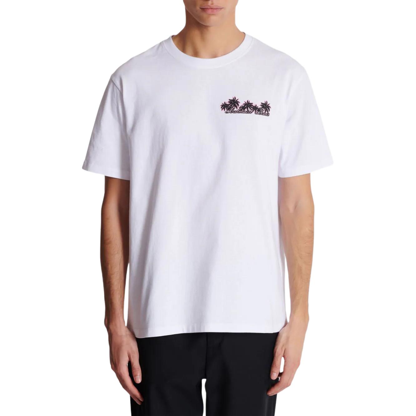 Purchase バルマン ホワイト グラフィックプリント クルーネックTシャツ DH1EG000GD82-GCS