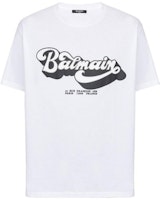 BALMAIN White Logo Print Crew Neck Short Sleeve T-Shirt BH1EG010-BC44-GAB BALMAIN White Logo Print Crew Neck Short Sleeve T-Shirt BH1EG010-BC44-GAB