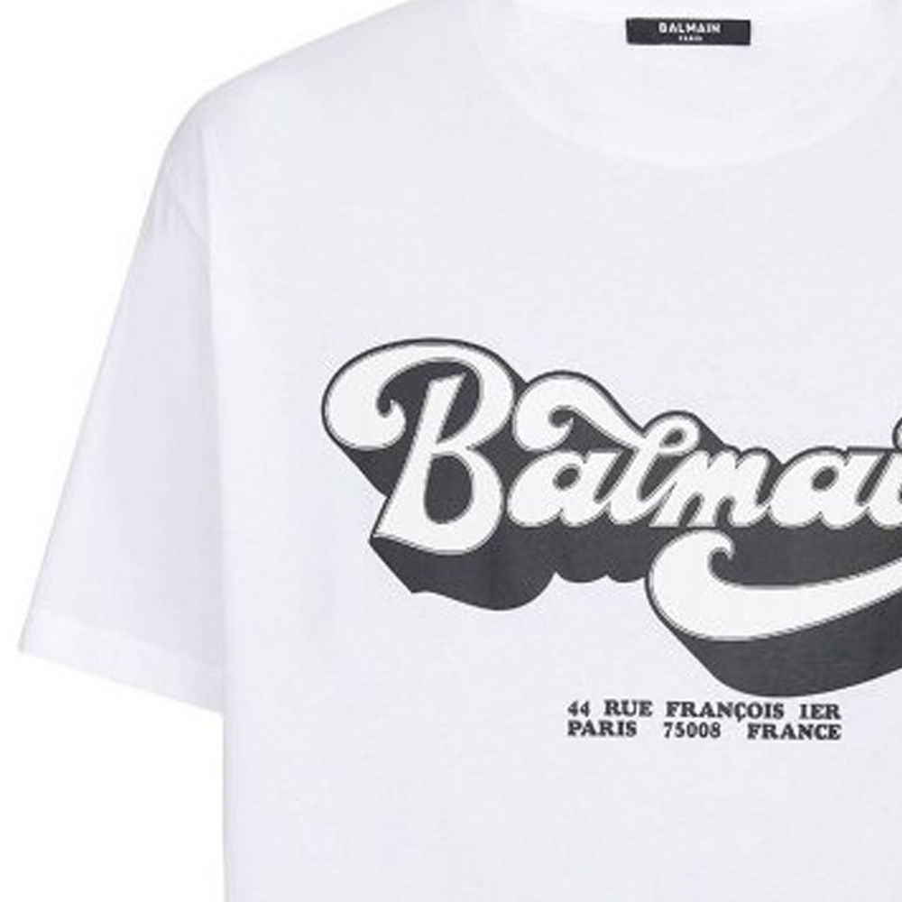 Sizing 발망 화이트 로고 프린트 크루넥 반팔 티셔츠 BH1EG010-BC44-GAB