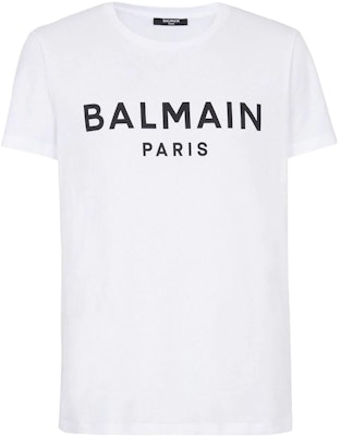 BALMAIN 白色標誌印花圓領短袖T恤 AH1EG000BB73-GAB Order BALMAIN 白色標誌印花圓領短袖T恤 AH1EG000BB73-GAB
