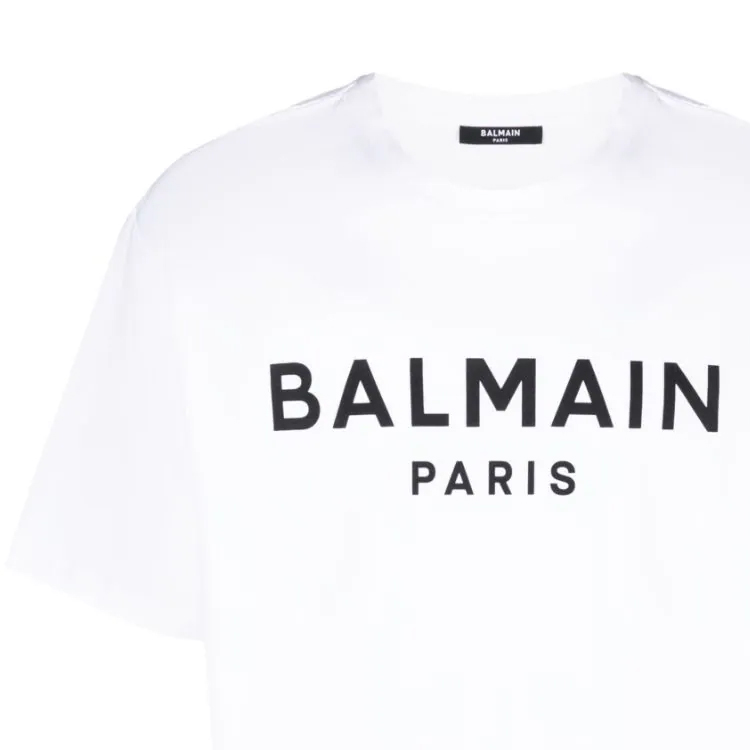 Details for BALMAIN 白色標誌印花圓領短袖T恤 AH1EG000BB73-GAB