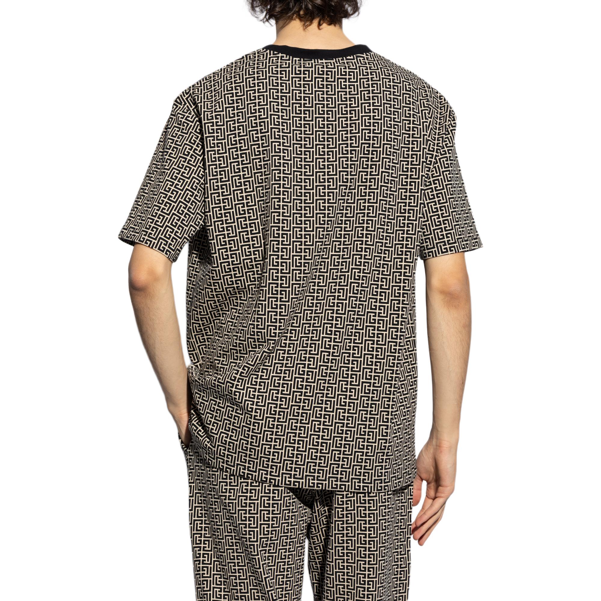 Purchase BALMAIN All-Over Print Crewneck Short Sleeve T-Shirt Men Black DH1EG000JC97-GFE