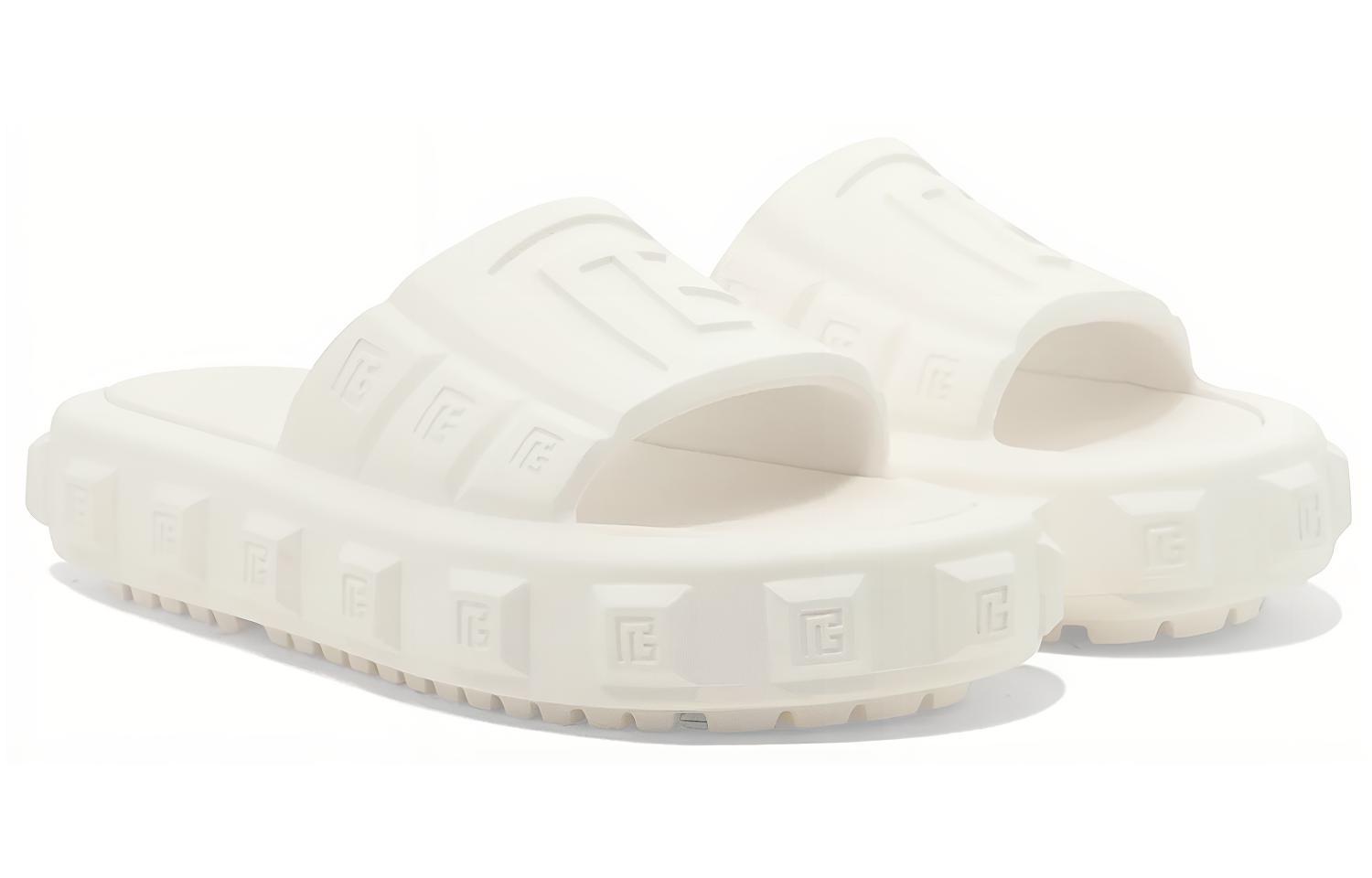 Balmain Ari-Rubber Slides 'Logo Open Toe White' 圖 3