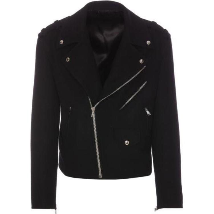 Balmain Asymmetric Zipper Long Sleeve Jacket in Black POIZON2406211482
