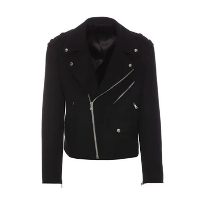 Balmain Asymmetric Zipper Long Sleeve Jacket in Black POIZON2406211482