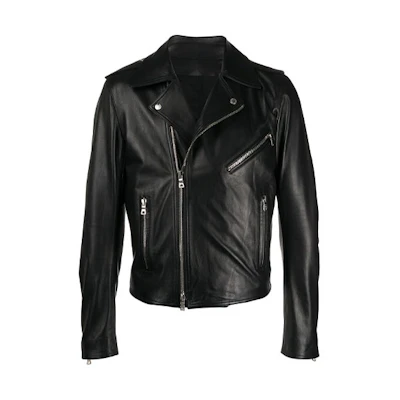 Balmain Asymmetrical Zipper Jacket in Black TH08440L085-0PA
