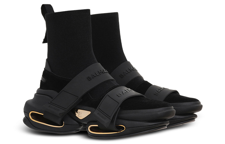 Order Balmain B-Bold High-Top Hitam Emas YM1VH229TKSE0PA