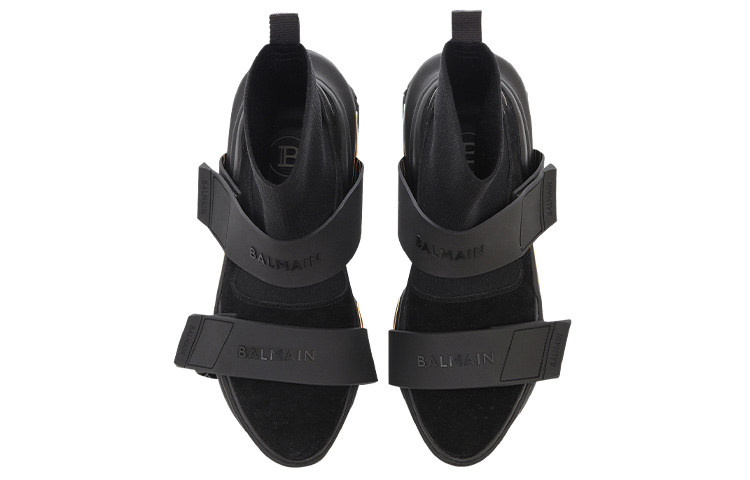Lookbook Balmain B-Bold High-Top Hitam Emas YM1VH229TKSE0PA