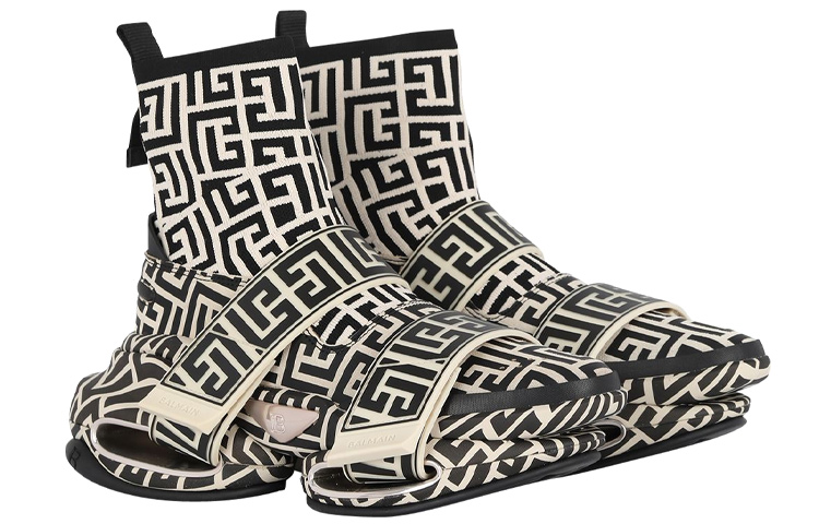 Balmain B-Bold High-Top Sneakers 'Black White' 圖 2