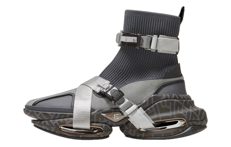 Balmain B-Bold High-Top Sneakers 'Grey Mesh and Suede Strap' YM0VH316TSLE0PA