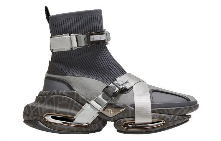 Order Balmain B-Bold High-Top Sneakers 'Grey Mesh and Suede Strap' YM0VH316TSLE0PA