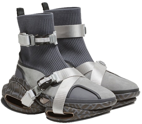 Balmain B-Bold High-Top Sneakers 'Grey Mesh and Suede Strap' YM0VH316TSLE0PA Lookbook Balmain B-Bold High-Top Sneakers 'Grey Mesh and Suede Strap' YM0VH316TSLE0PA