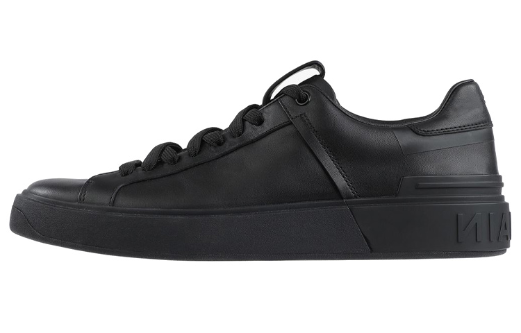Buy BALMAIN 巴爾曼 B-Court 光面皮革運動鞋 黑色
