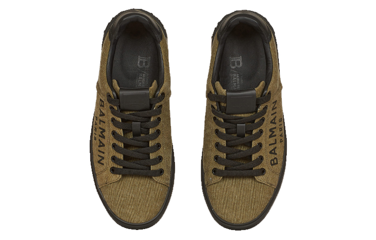 Shop 발망 B-Court 카키 로고 프린트 스니커즈 YM1VI288TWCLUBK