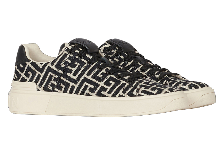 Order Balmain B-Court Low-Top Jacquard Lelaki Kasut YM1VI288TJCMGFE