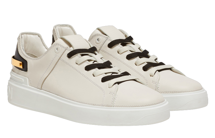Lookbook 발망 B-코트 로우탑 화이트 블랙 (Balmain B-Court Low-Top White Black) YM0VI310LTPR0FA