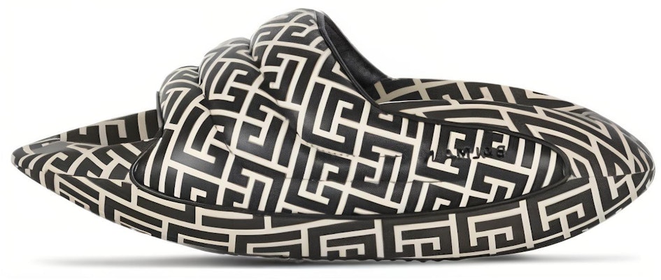 Balmain B-IT Quilted Leather Mules 'Bicolor Monogram - Black White' YM1VL299-TVMG-GFE Buy Balmain B-IT Quilted Leather Mules 'Bicolor Monogram - Black White' YM1VL299-TVMG-GFE