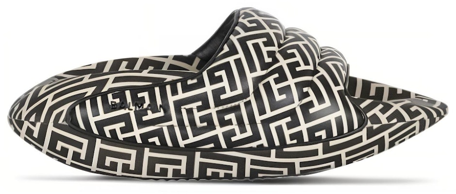 Balmain B-IT Quilted Leather Mules 'Bicolor Monogram - Black White' YM1VL299-TVMG-GFE Order Balmain B-IT Quilted Leather Mules 'Bicolor Monogram - Black White' YM1VL299-TVMG-GFE
