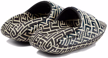 Shop Balmain B-IT Mules de Cuero Acolchado 'Monograma Bicolor - Negro Blanco' YM1VL299-TVMG-GFE