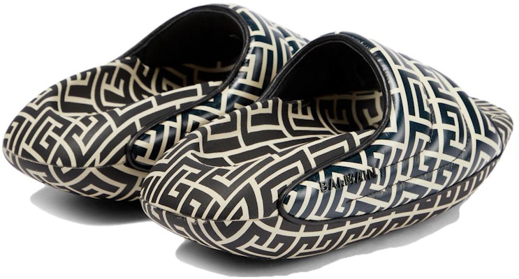 Balmain B-IT Quilted Leather Mules 'Bicolor Monogram - Black White' YM1VL299-TVMG-GFE Shop Balmain B-IT Quilted Leather Mules 'Bicolor Monogram - Black White' YM1VL299-TVMG-GFE