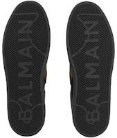 Shop BALMAIN 巴爾曼 B-Skat 絨面革運動板鞋 黑金色