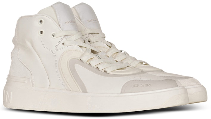 巴尔曼 BALMAIN 皮革和绒面革 B-Skate 高筒時尚板鞋 白色 Order 巴尔曼 BALMAIN 皮革和绒面革 B-Skate 高筒時尚板鞋 白色
