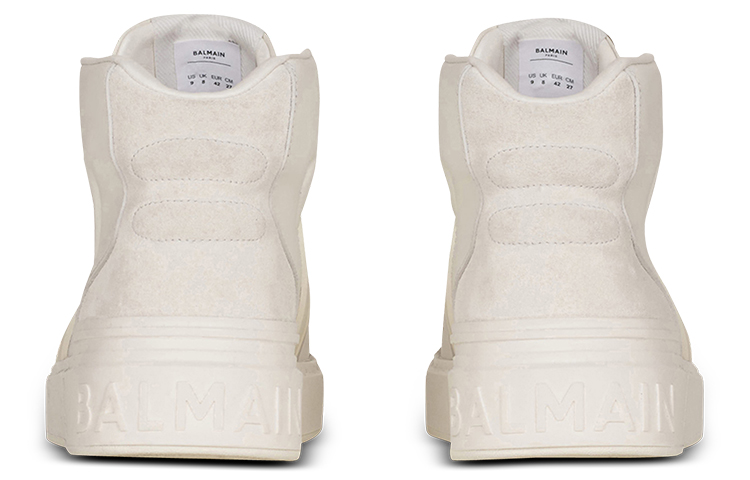 Shop 巴尔曼 BALMAIN 皮革和绒面革 B-Skate 高筒時尚板鞋 白色
