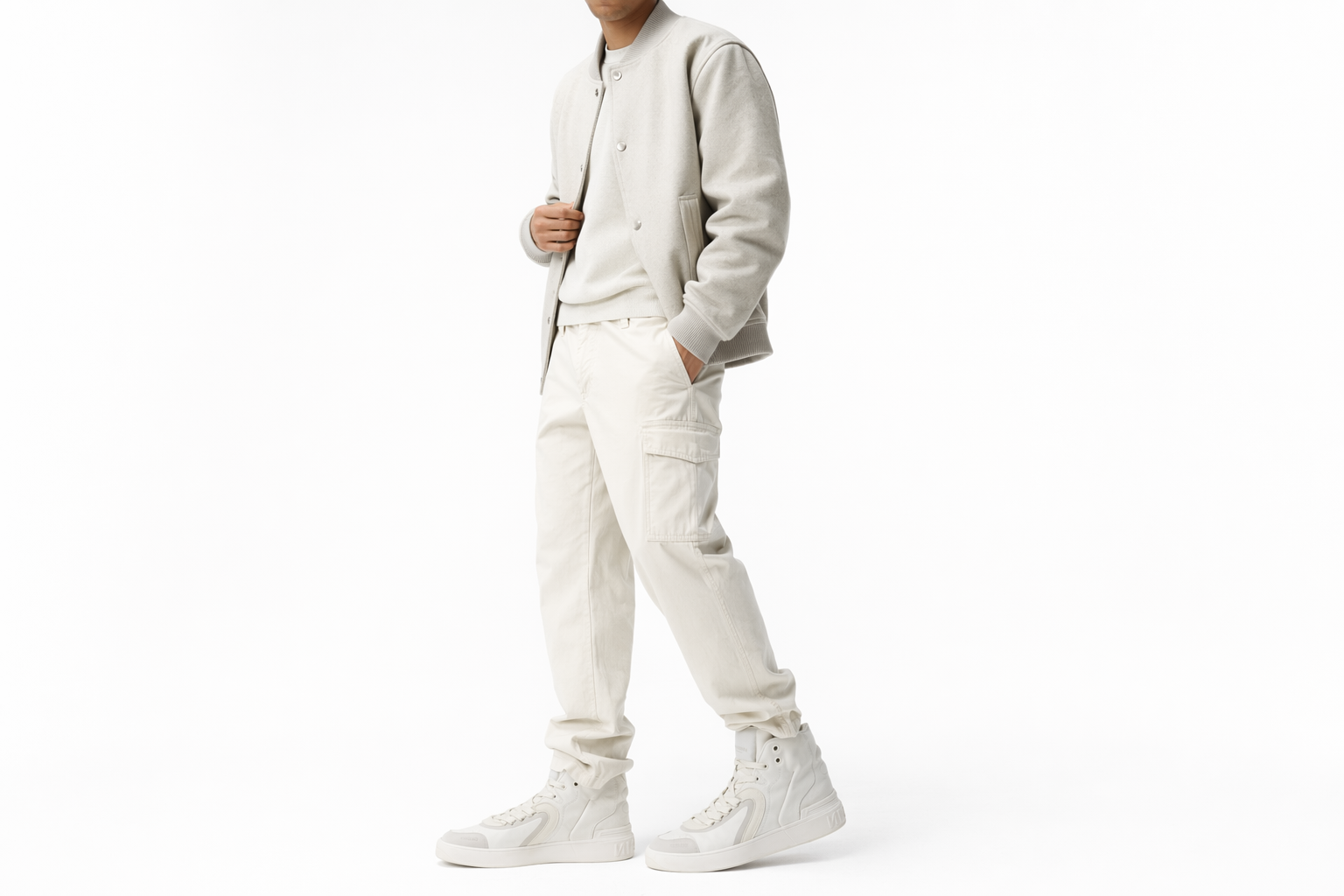 Order BALMAIN 巴爾曼 B-Skate 高幫絨面革運動板鞋 白色