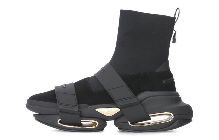 Balmain B-Bold 'Black Suede and Knit with Strap Detail'