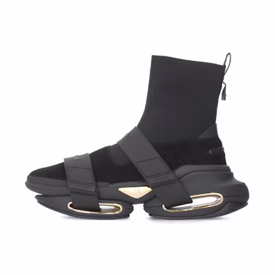 Balmain B-Bold 'Black Suede and Knit with Strap Detail'