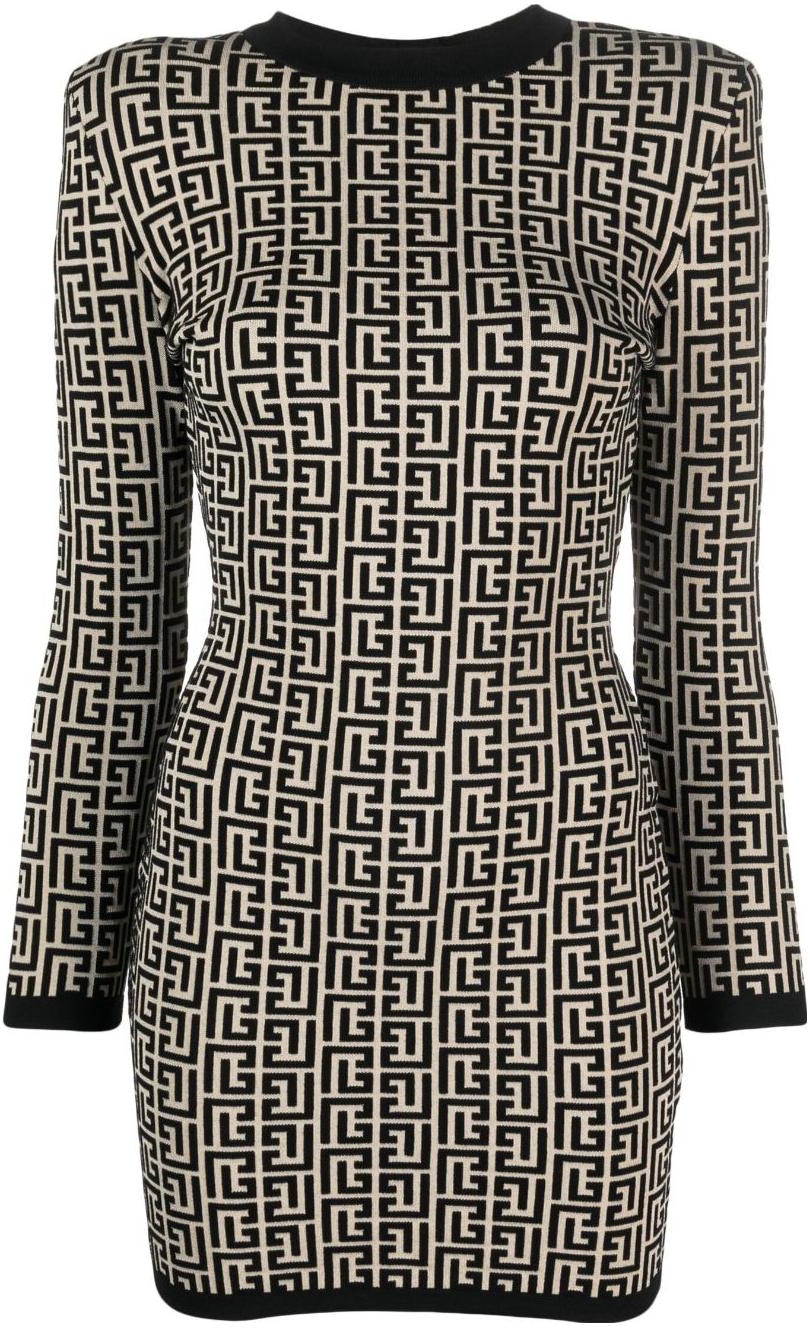 balmain-black-all-over-print-slim-fit-long-sleeve-short-dress-bf-1-r8072-kb-02-gfe