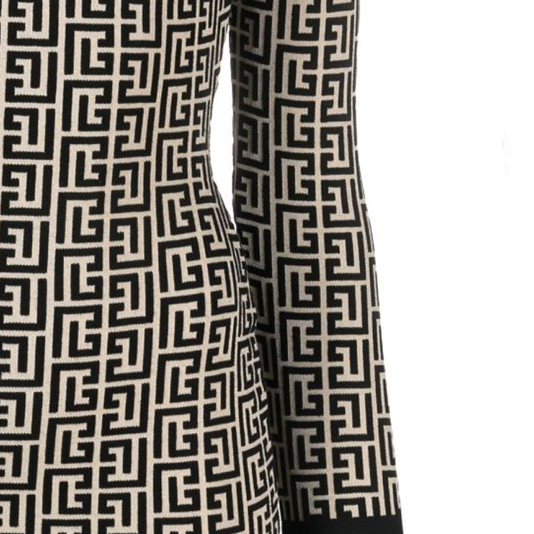 Purchase 巴尔曼 黑色全印花修身长袖短裙 BF1R8072-KB02-GFE