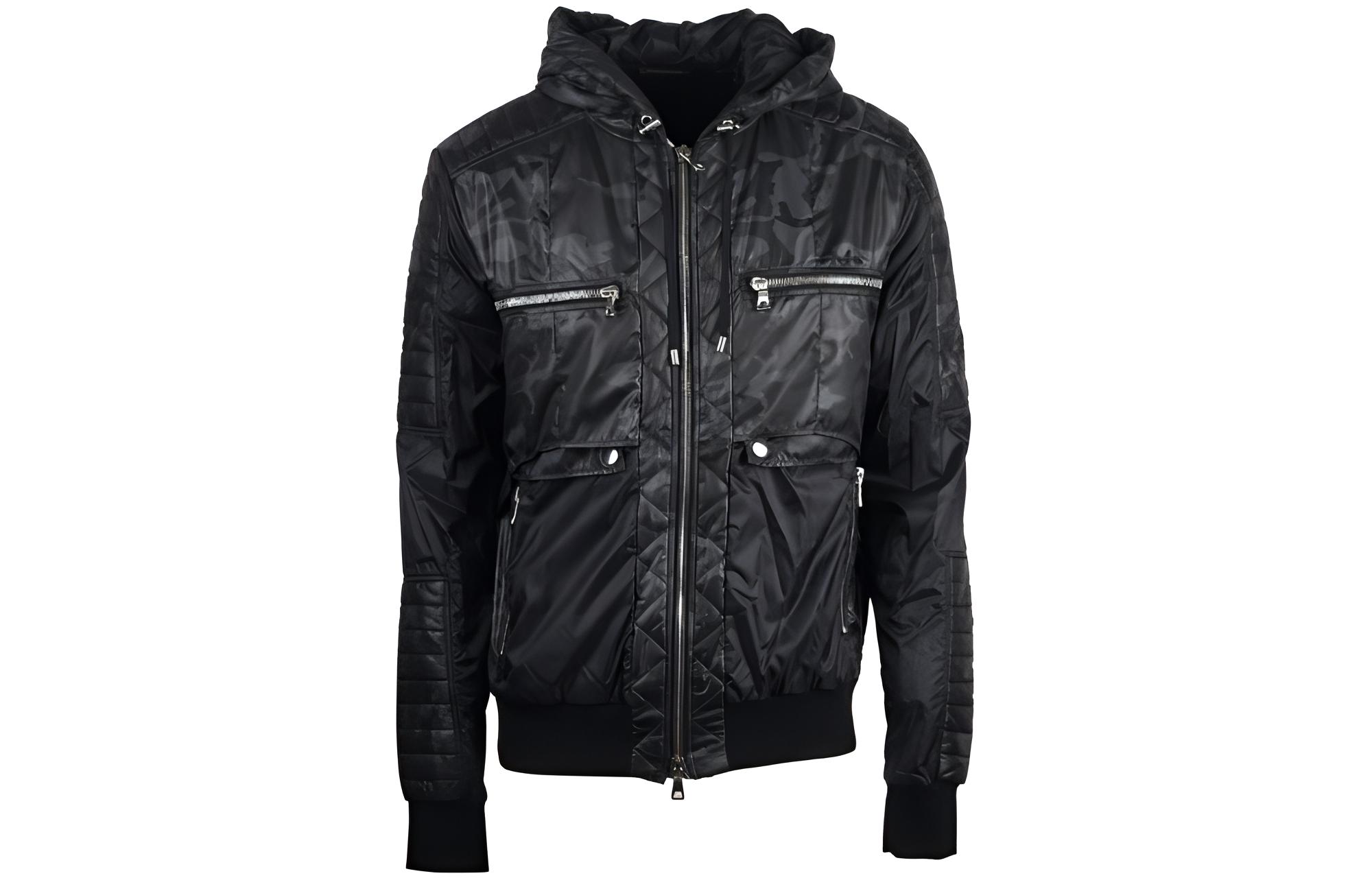 Balmain Black Camo Zip-Up Hoodie Jacket W8H2114T234-187