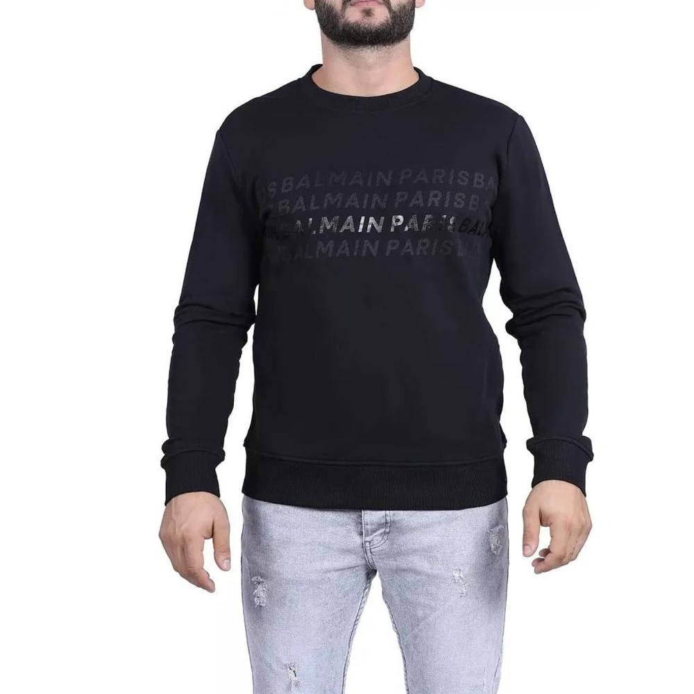 Balmain Black Crewneck Letter Logo Long-Sleeve Sweatshirt 1UH03277I380-0PA