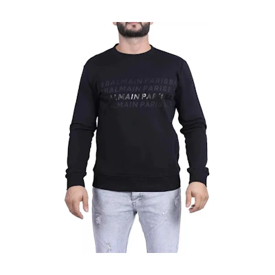 Balmain Black Crewneck Letter Logo Long-Sleeve Sweatshirt 1UH03277I380-0PA