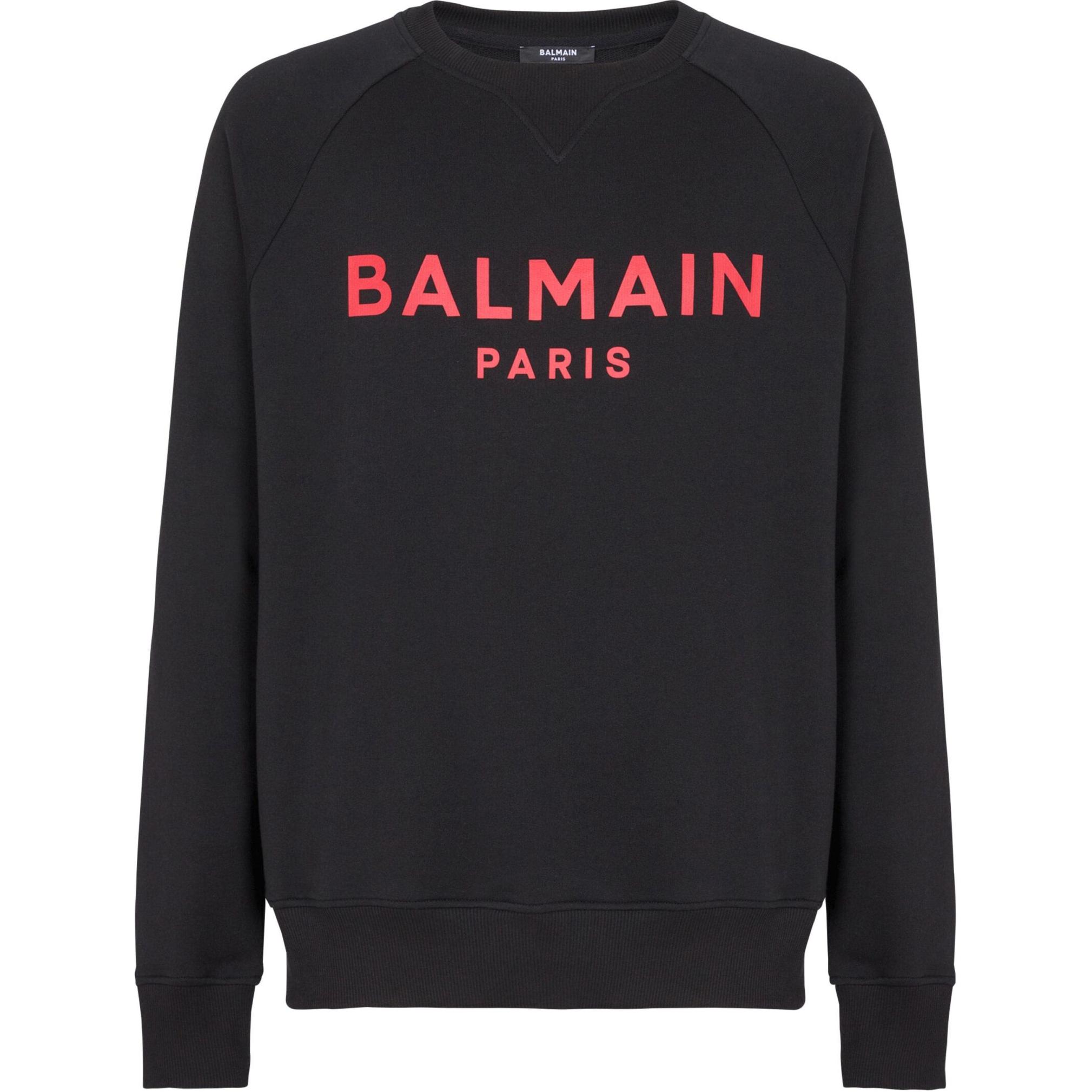 Balmain Black Crewneck Logo Print Long Sleeve Sweatshirt CH0JQ005-BB65-EIK