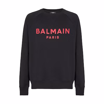 Balmain Black Crewneck Logo Print Long Sleeve Sweatshirt CH0JQ005-BB65-EIK