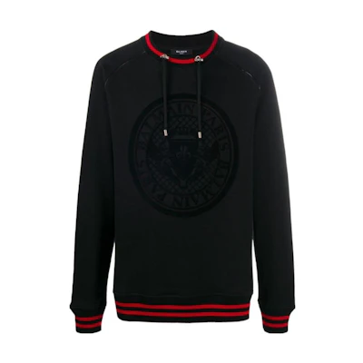 Balmain Black Crewneck Logo Sweatshirt Long Sleeve UH13136I326-EAE