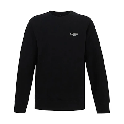 Balmain Black Crewneck Sweatshirt with Logo Print YH0JQ005-BB04-EAB