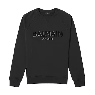 Balmain Black Crewneck Sweatshirt with Logo Print CH1JQ005-BB99-EJO
