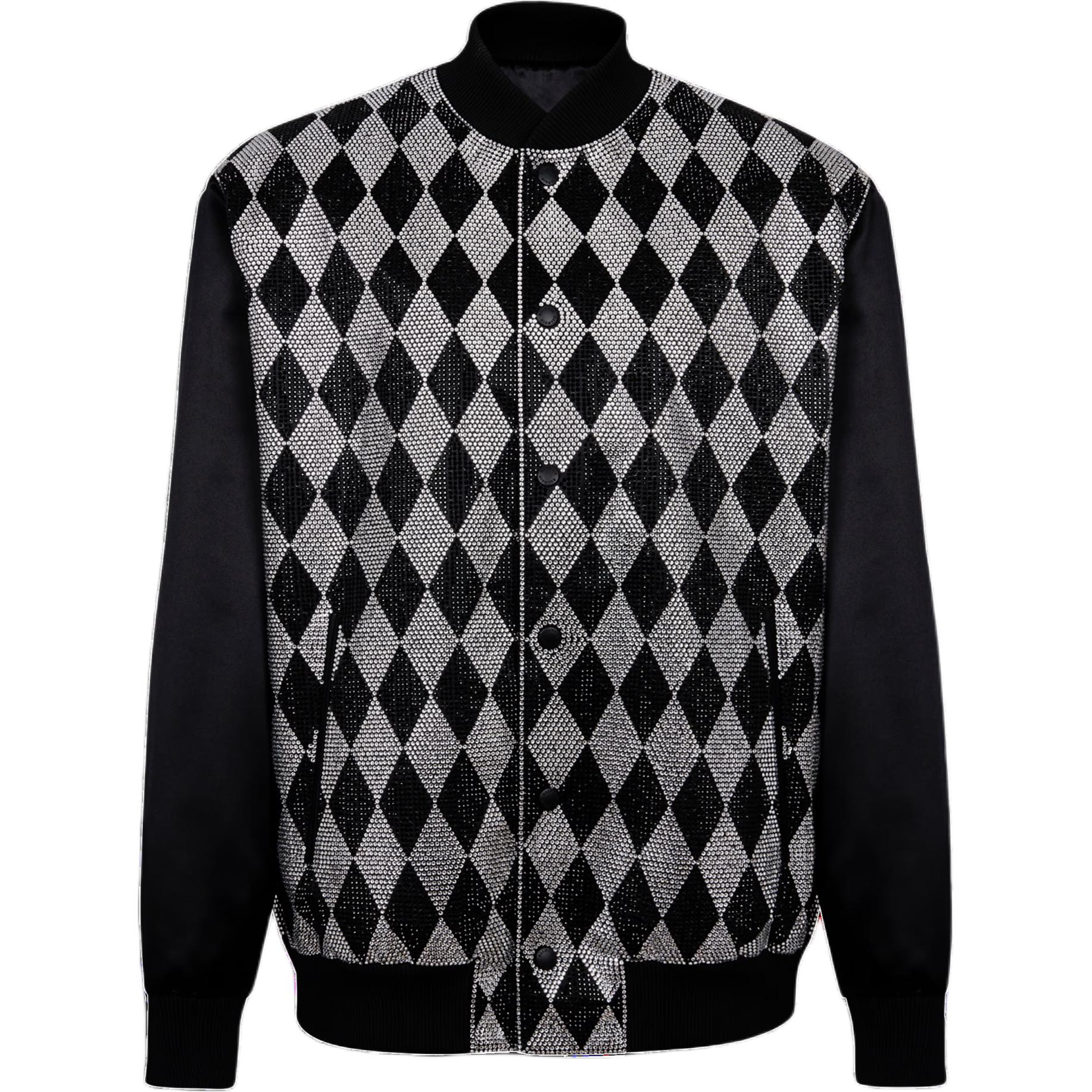 Balmain Black Diamond Quilted Stand Collar Long Sleeve Jacket DH1TF617-PC42-EAW