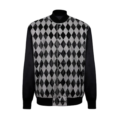 Balmain Black Diamond Quilted Stand Collar Long Sleeve Jacket DH1TF617-PC42-EAW