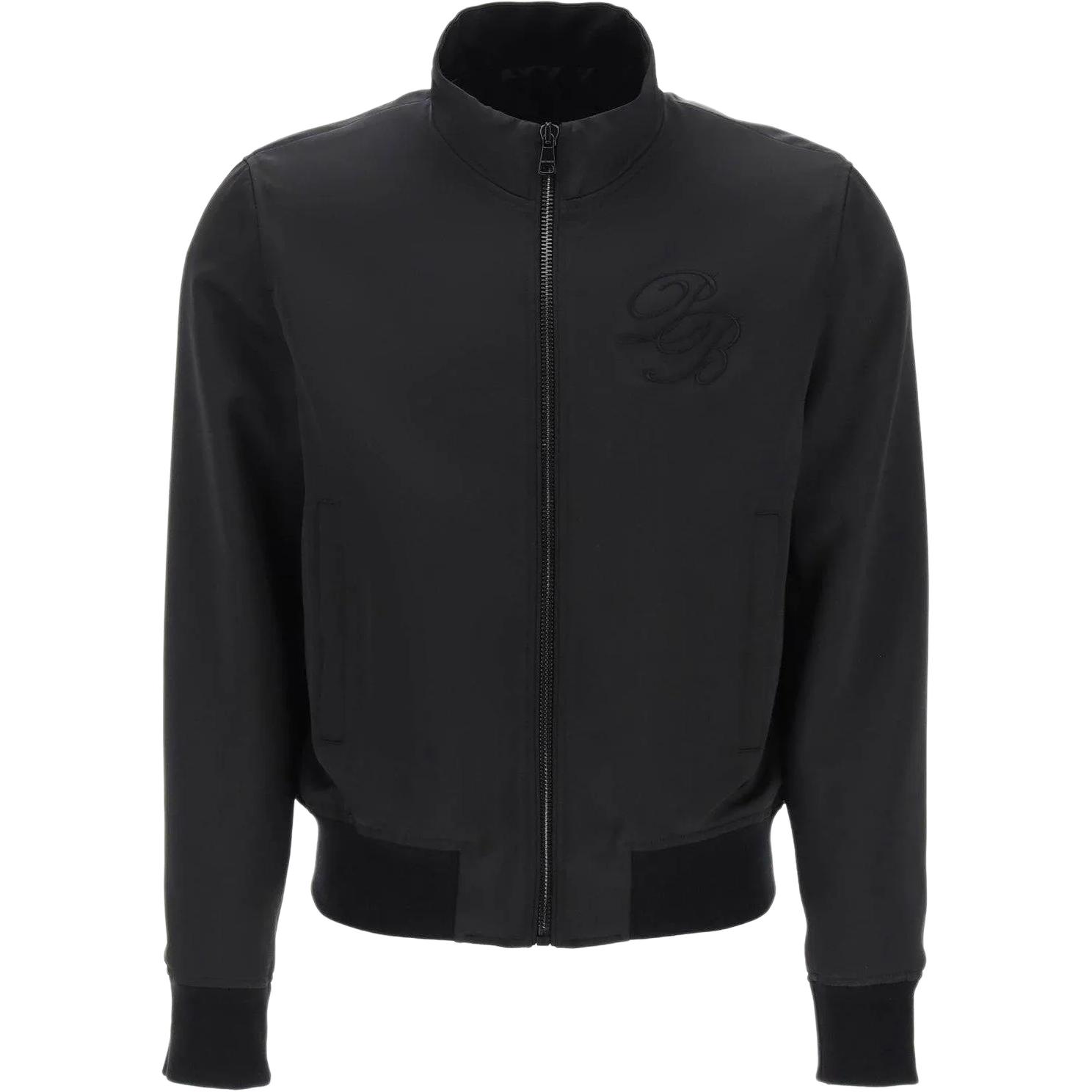 Balmain Black Embroidered Zip-Up Jacket with Stand Collar CH0TF660XI630PA