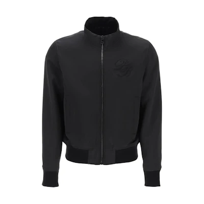 Balmain Black Embroidered Zip-Up Jacket with Stand Collar CH0TF660XI630PA