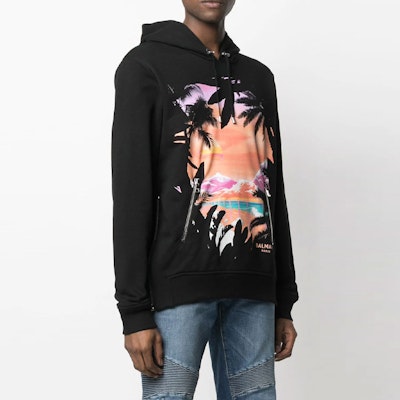 BALMAIN 黑色圖騰印花圓領衛衣 SS21 VH1JR02-0G042-AAA Shop BALMAIN 黑色圖騰印花圓領衛衣 SS21 VH1JR02-0G042-AAA